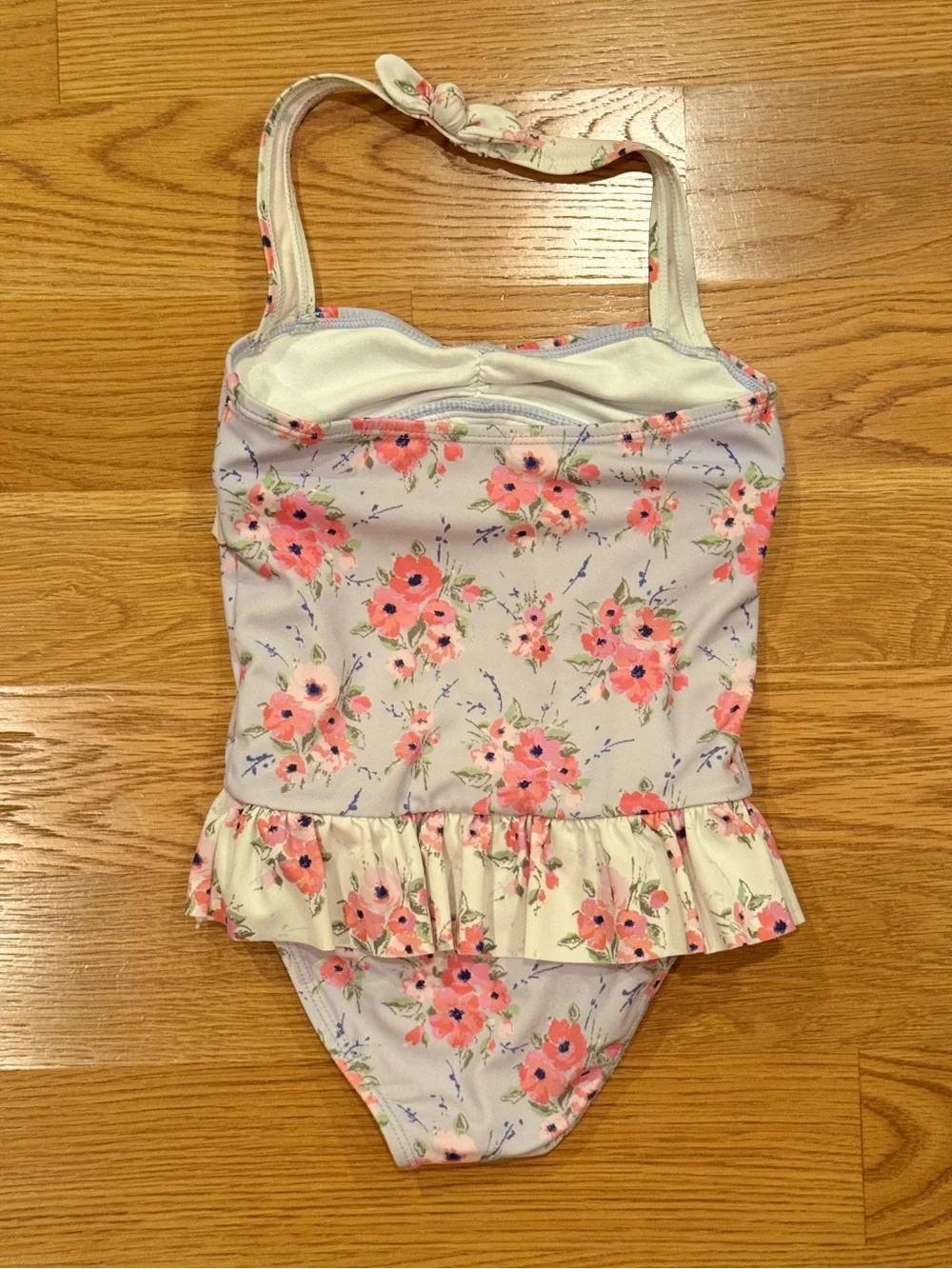 Size 5 Girls' Lavender Janie and Jack Halter Floral Ruffle One-Piece Swimsuit